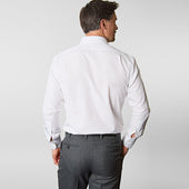 Contemporary Fit Plain Cotton Poplin Shirt With Classic Collar Two Button Cuff