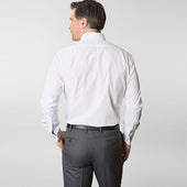 Contemporary Fit Plain Cotton Poplin Shirt With Cut Away Collar Double Cuff