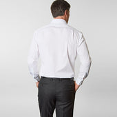 Contemporary Fit Plain Cotton Poplin Shirt With Cut Away Collar Two Button Cuff