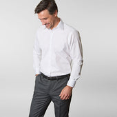Contemporary Fit Plain Cotton Shirt With Classic Collar Two Button Cuff