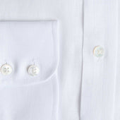 Contemporary Fit Plain Linen Shirt With Cut Away Collar Two Button Cuff
