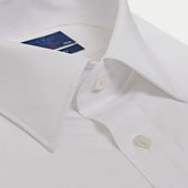 Contemporary Fit Plain Sea Island Quality Cotton Shirt With Classic Collar Double Cuff
