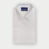 Contemporary Fit Plain Sea Island Quality Cotton Shirt With Classic Collar Double Cuff