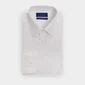 Contemporary Fit Plain Sea Island Quality Cotton Shirt With Classic Collar Two Button Cuff