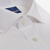Contemporary Fit Plain Sea Island Quality Cotton Shirt With Cut Away Collar Double Cuff