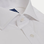 Contemporary Fit Plain Sea Island Quality Cotton Shirt With Cut Away Collar Two Button Cuff