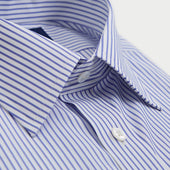 Contemporary Fit Stripe Sea Island Quality Cotton Shirt With Classic Collar Double Cuff