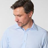 Contemporary Fit Hairline Stripe Cotton Poplin Shirt With Classic Collar Double Cuff