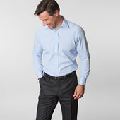 Contemporary Fit Hairline Stripe Cotton Poplin Shirt With Classic Collar Double Cuff
