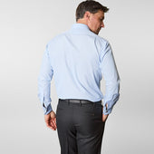 Contemporary Fit Hairline Stripe Cotton Poplin Shirt With Classic Collar Double Cuff