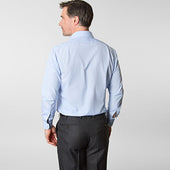 Contemporary Fit Hairline Stripe Cotton Poplin Shirt With Classic Collar Two Button Cuff