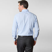 Contemporary Fit Hairline Stripe Cotton Poplin Shirt With Cut Away Collar Double Cuff