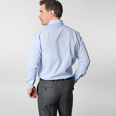 Contemporary Fit Hairline Stripe Cotton Poplin Shirt With Cut Away Collar Two Button Cuff