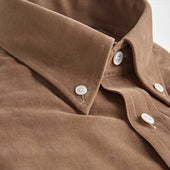 Contemporary Fit Fine Corduroy Shirt With Button Down Collar Two Button Cuff