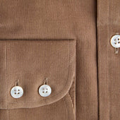 Contemporary Fit Fine Corduroy Shirt With Button Down Collar Two Button Cuff