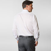 Contemporary Fit Fine Twill Cotton Shirt With Classic Collar Double Cuff