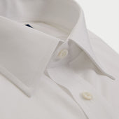 Contemporary Fit Fine Twill Sea Island Quality Cotton Shirt With Classic Collar Double Cuff