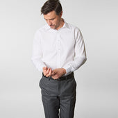 Contemporary Fit Fine Twill Sea Island Quality Cotton Shirt With Classic Collar Double Cuff