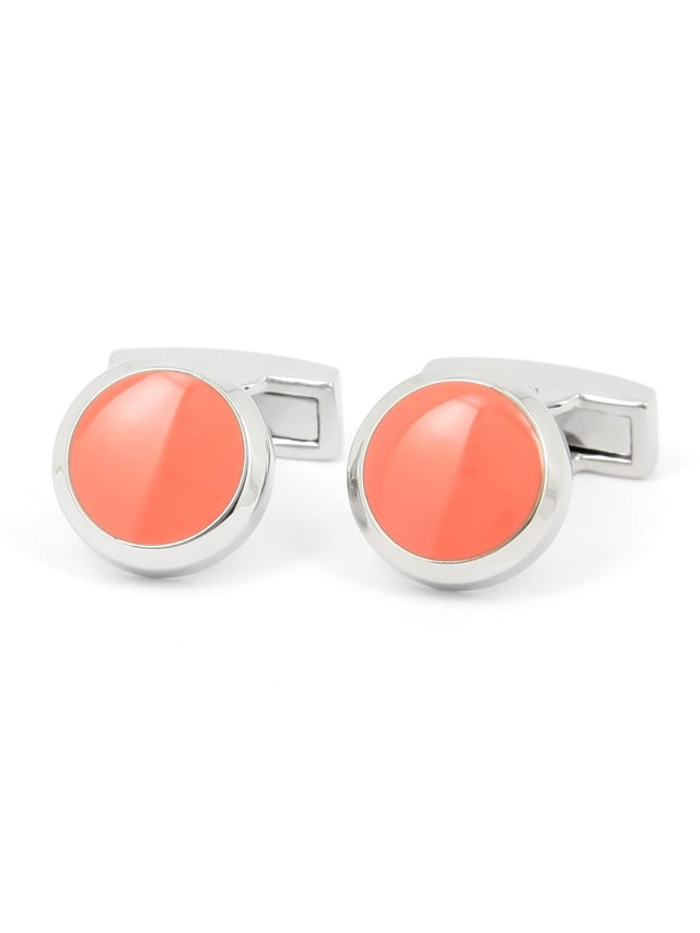 Coral round cufflinks Montreux II