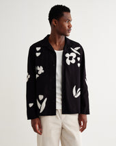 Corey And Beige Abstract Applique Cotton Linen Shirt