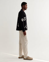 Corey And Beige Abstract Applique Cotton Linen Shirt