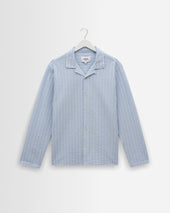 Corey - Blue And Ecru Seersucker-Cotton Stripe Shirt