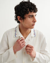 Corey Pintuck Border Cotton Linen Shirt
