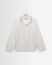 Corey - Ecru Pintuck Border Cotton-Linen Shirt