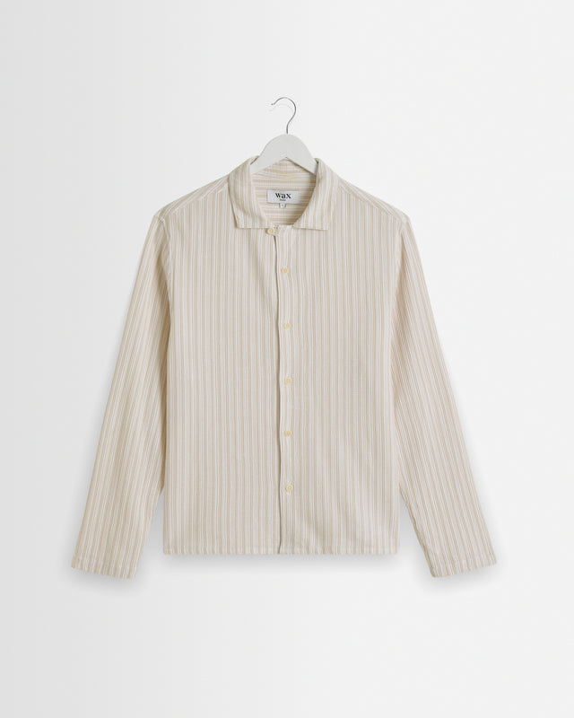 Corey - Natural Cotton Twisted Stripe Shirt