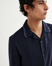 Corey Pintuck Border Cotton Linen Shirt