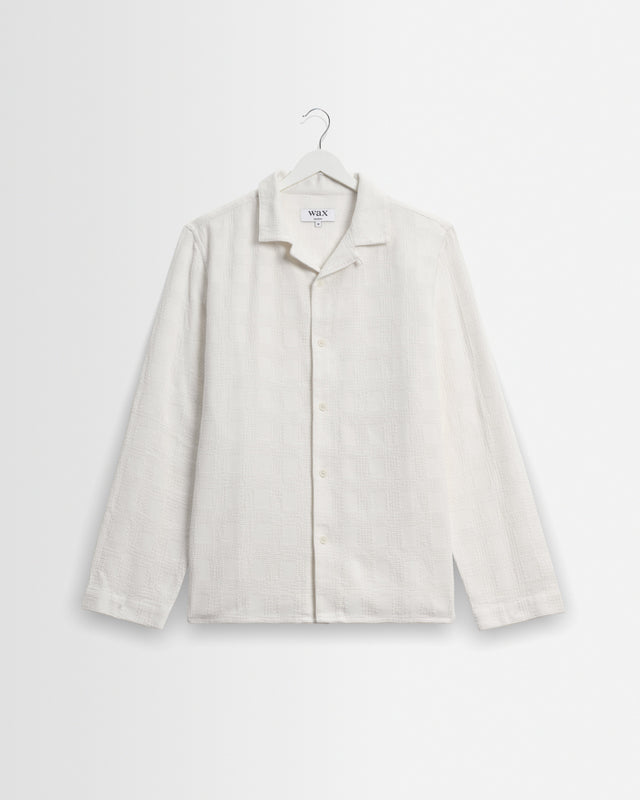 Corey - Off White Dobby Check Cotton Shirt