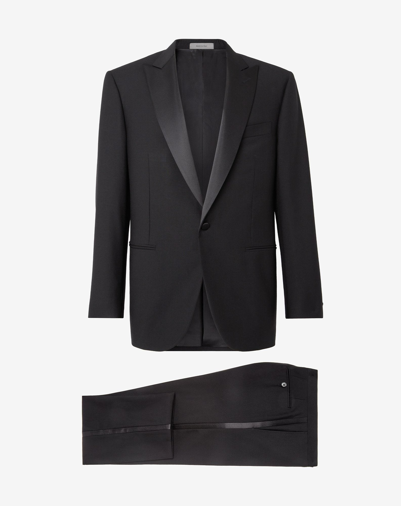 Suit smoking nero in pura lana