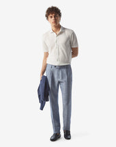 Pants 1 Pince Denim In Chambray Di Puro Lino