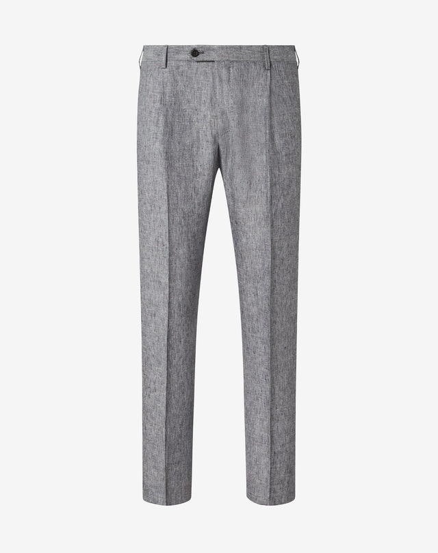 Pants 1 pince grigio in chambray di puro lino