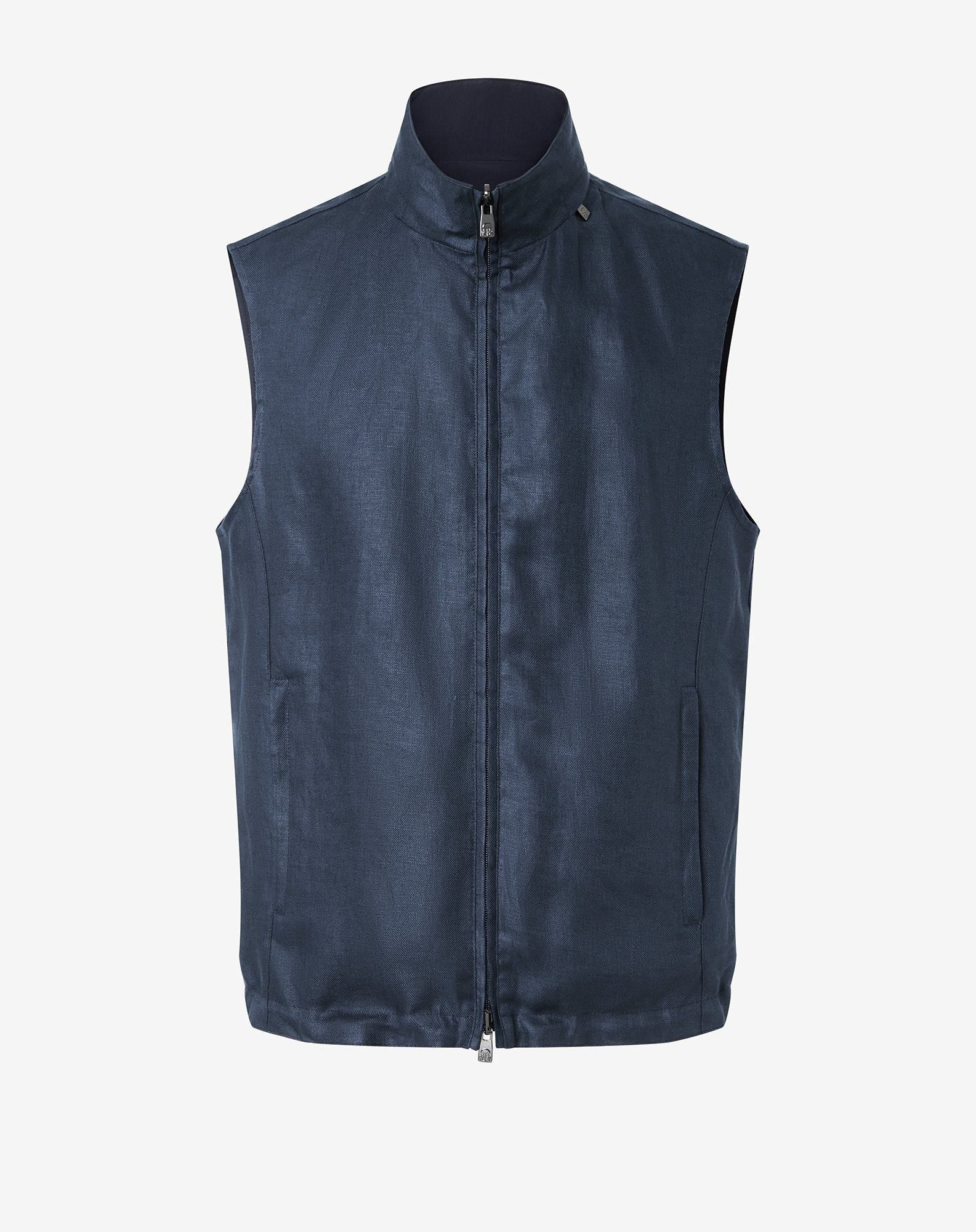 Gilet Navy In Puro Lino Reversibile
