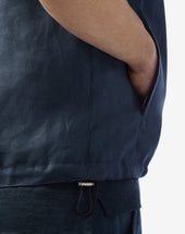 Gilet Navy In Puro Lino Reversibile