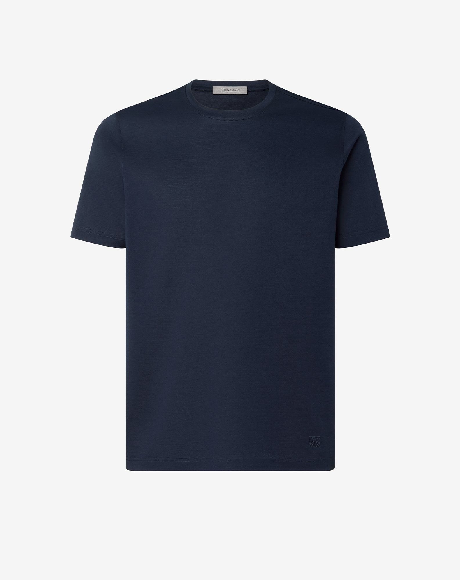 T-shirt girocollo blu navy in puro cotone