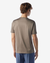 T Shirt Girocollo Tortora In Puro Cotone