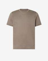 T Shirt Girocollo Tortora In Puro Cotone