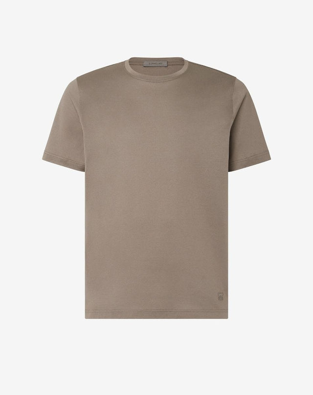 T-shirt girocollo tortora in puro cotone