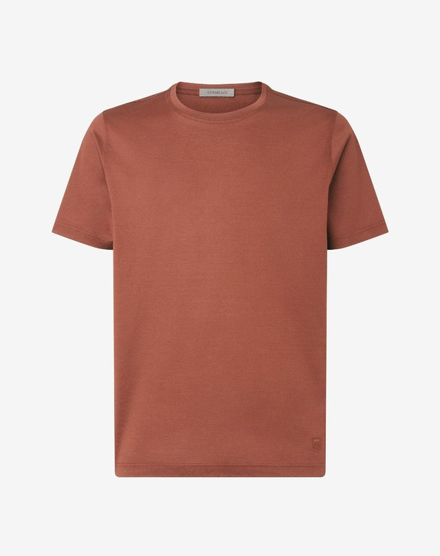 T Shirt Girocollo Terra Bruciata In Puro Cotone