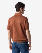 Polo Con Bottoni Color Terra Bruciata In Filo Di Scozia