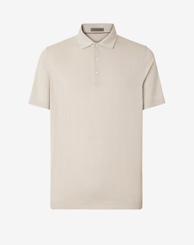 Polo Con Bottoni Naturale In Filo Di Scozia
