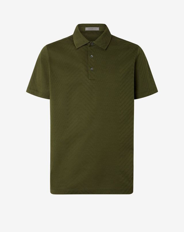 Polo con bottoni verde in filo di Scozia