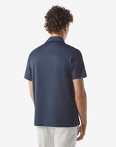 Polo Con Bottoni Denim In Filo Di Scozia