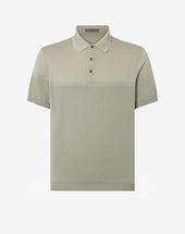 Polo Con Bottoni Beige Salvia In Filo Di Scozia