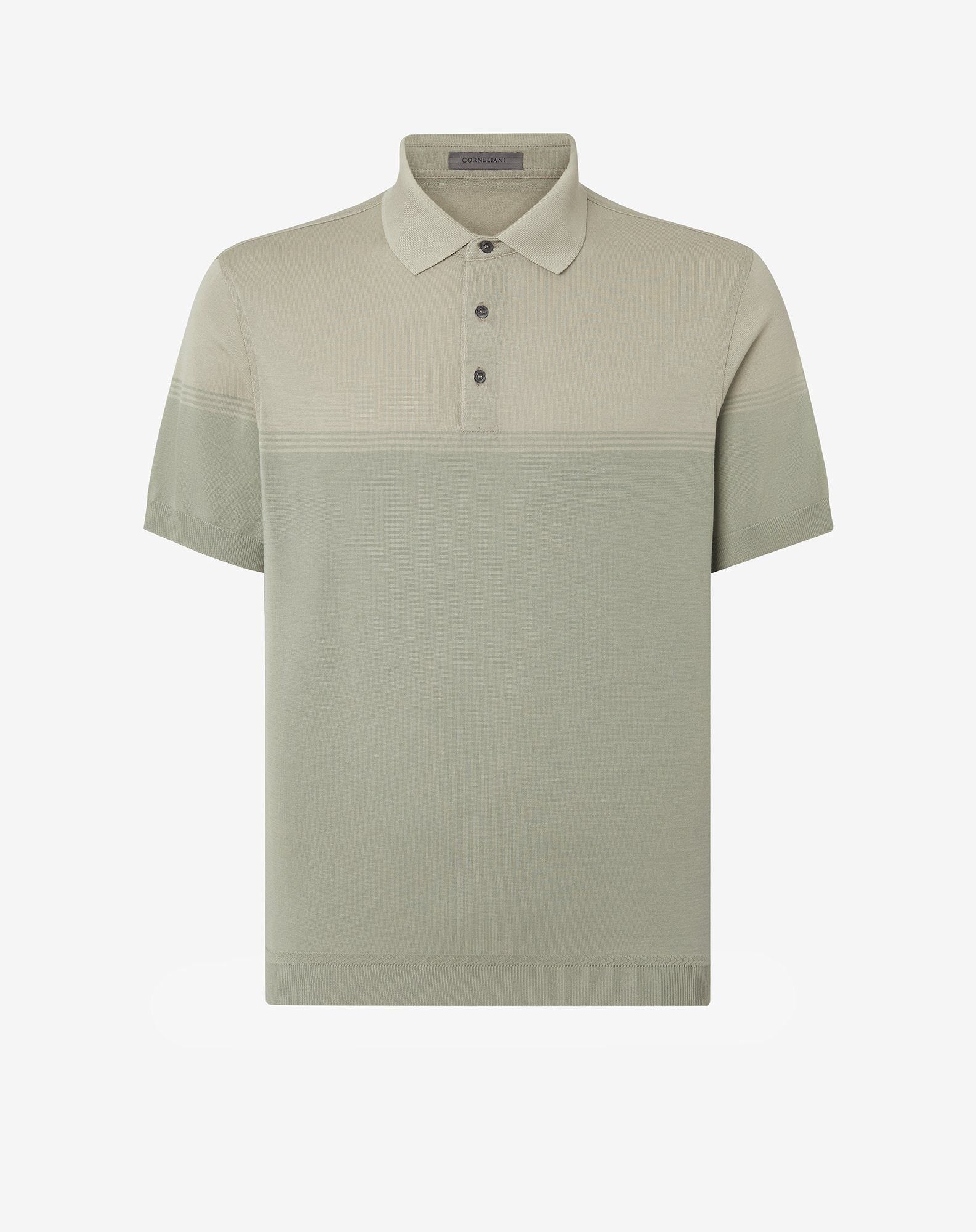 Polo con bottoni beige/salvia in filo di Scozia