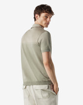 Polo Con Bottoni Beige Salvia In Filo Di Scozia