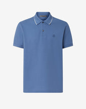 Polo Con Bottoni Azzurra In Piquet Di Cotone Compact