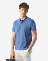 Polo Con Bottoni Azzurra In Piquet Di Cotone Compact